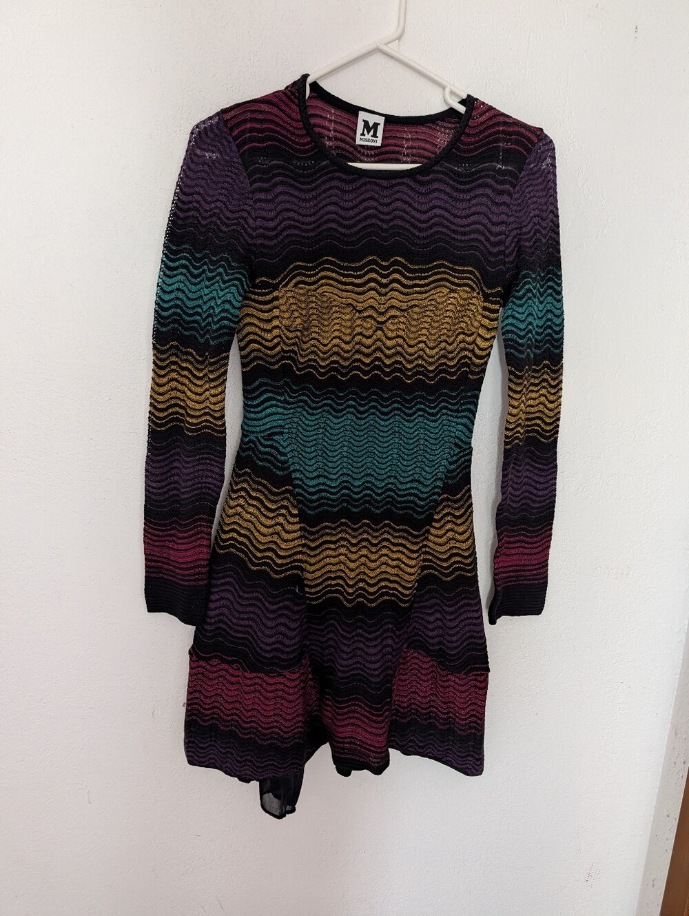 Missoni Colorblock Ripple Knit Sheath Dress Euro 38 Chevron Open Knit Pre Owned